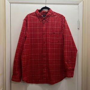 Nike SB Skateboard Mens Shirt Long Sleeve Button Up Red Flannel Pattern Size XL